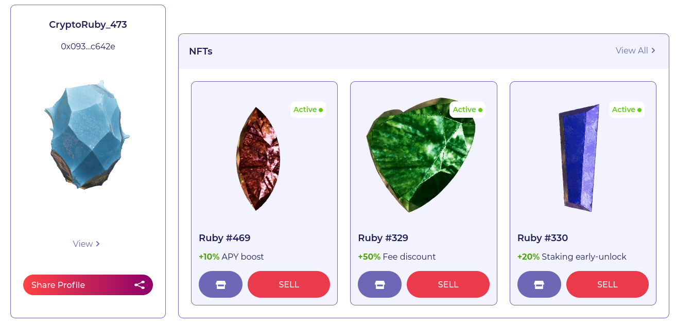 Ruby.Exchange profile page with gems