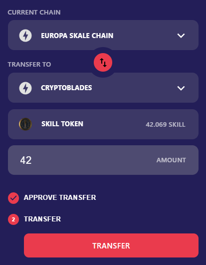 Metaport screenshot with Europa/CryptoBlades chains.