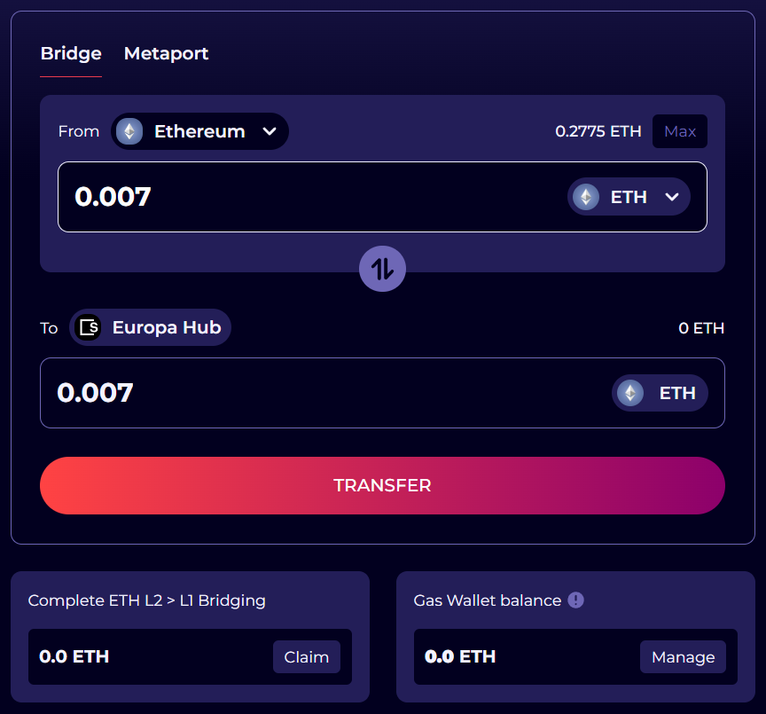Bridge UI screenshot