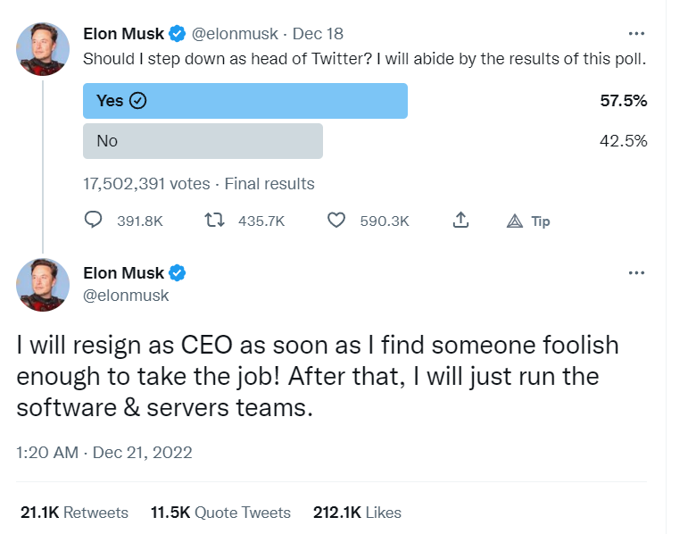 Musk poll tweet